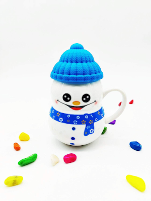 The Click India Ceramic Snowman Mug/Cup with Silicone Lid Cover