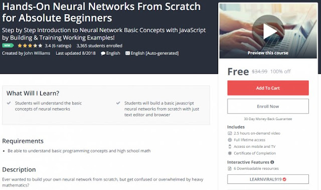 [100% Off] Hands-On Neural Networks From Scratch for Absolute Beginners| Worth 34,99$ 