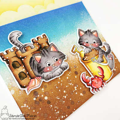 Have a Purr-fect Day Card by Samantha Mann for Newton's Nook Designs, Newton's Nook, Distress Inks, Ink Blending, Die Cutting, Cards, Card Making, Handmade Cards, Kittens, Cats, Beach, Summer, #newtonsnook #newtonsnookdesigns #cardmaking #distressinks