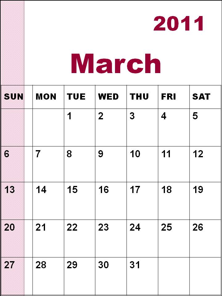 blank march calendar.