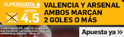 Betfair cuota mejorada Europa League Valencia vs Arsenal 9 mayo