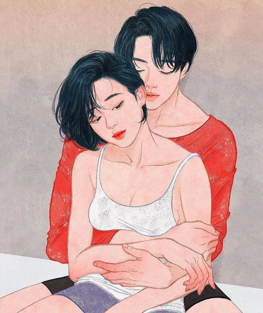 32 Intense Illustrations By Korean Artist Highlight The Tenderness In A Romantic Relationship