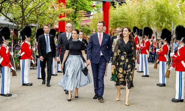 Crown Princess Mary wore a coat by Taller Marmo, Princess Marie wore a top and skirt by Emily Shalant. Benedikte wore a Luisa Beccaria dress