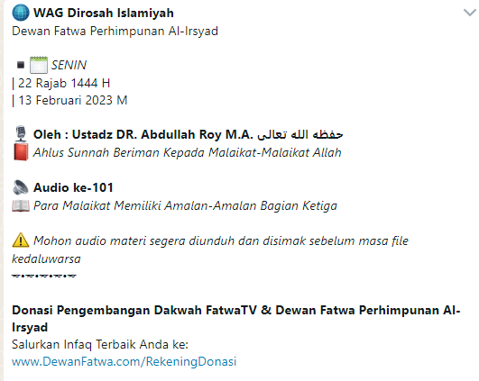 Audio ke-101 Para Malaikat Memiliki Amalan-Amalan Bagian Ketiga - Aqidah Ahlussunnah Waljama’ah