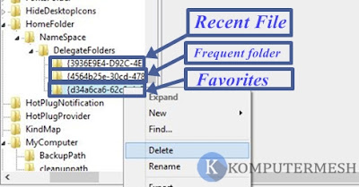 Cara menghapus Recent Files, Frequent folder dan Favorites di Windows 10