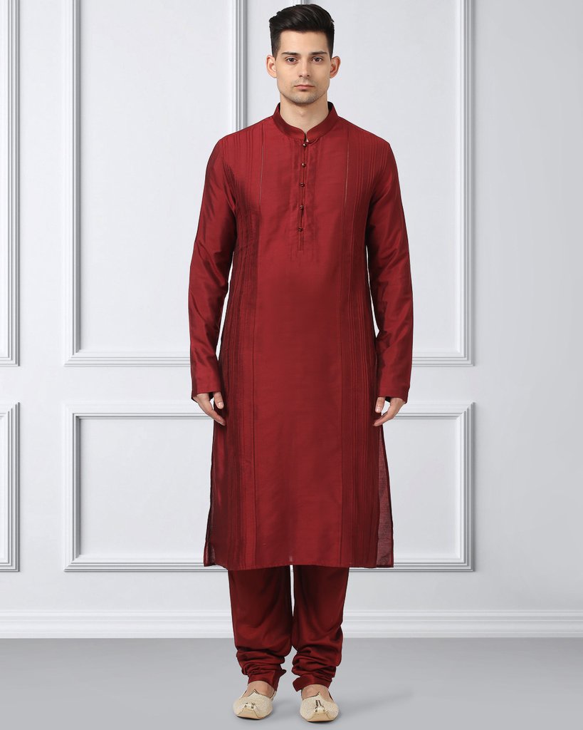 Ethnix Maroon Regular Fit Kurta With Churidar