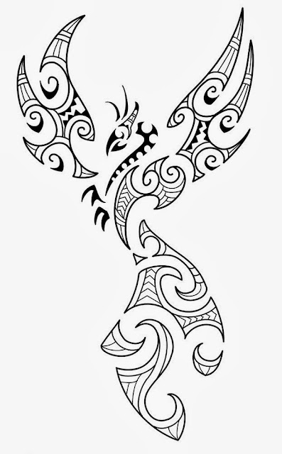 Phoenix Maori tattoo stencil