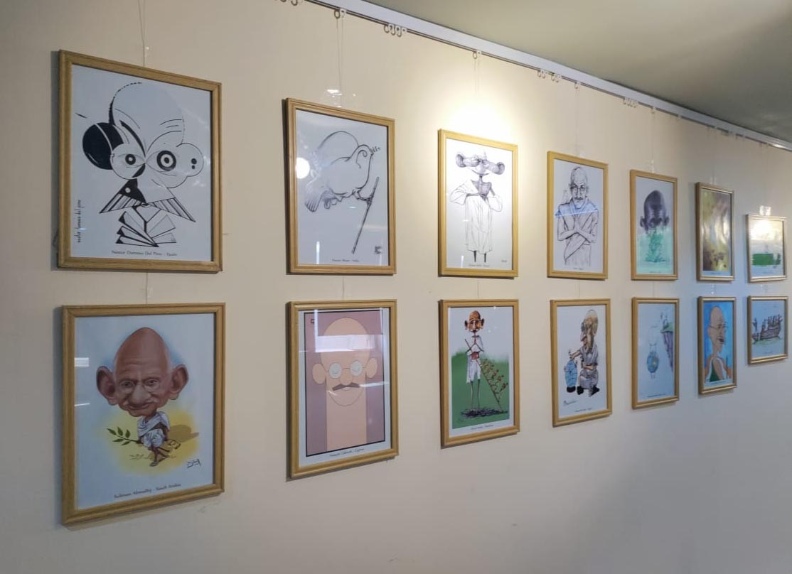 Photos from inauguration of caricature exhibition "Spirit of Gandhi"