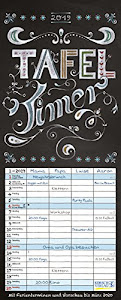 Tafel Timer 238319 2019: Typo Art Familienkalender mit 4 breiten Spalten in Tafeloptik. Hochwertiger Familienplaner mit Ferienterminen, Vorschau bis März 2020.