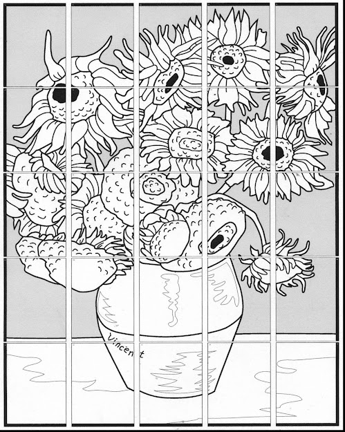 Excellent Vincent Van Gogh Sunflowers Coloring Page With Van Gogh Coloring  Pages And Van Gogh Coloring