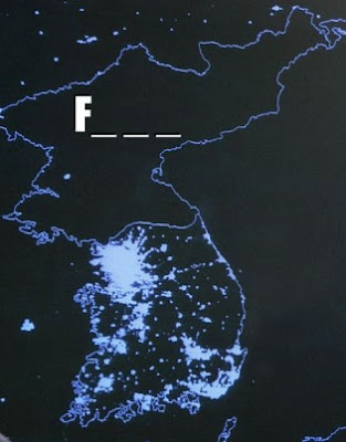 north korea at night satellite. Night time satellite photo of