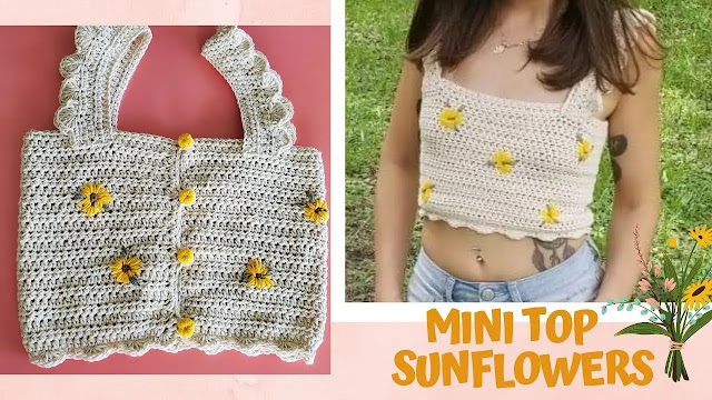 Diviértete! Teje Top con Flores a Crochet