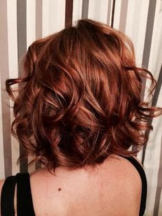 red lob bob curly color hair style idea