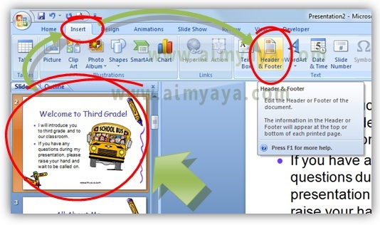  Gambar:  Cara mengatur header dan footer di slide presentasi powerpoint