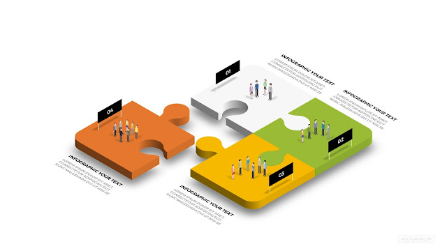 Free PowerPoint Template with Isolated Business Team and Puzzle infographic