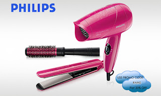 Philips Combo of Straightener, Curler & Dryer at Rs. 2299 + 20% Discount + 30% Cashback - Groupon