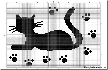 siluetas gatos punto de cruz monocromo  (1)