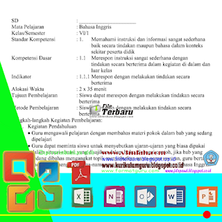 Download RPP jenjang Sekolah Dasar (SD) KTSP 2016 Mata Pelajaran Bahasa Inggris