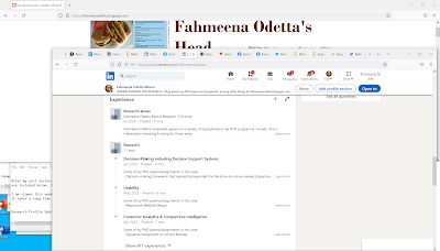 Second Screenshot of Fahmeena Odetta Moore’s LinkedIn Research Profile 10.7.2022