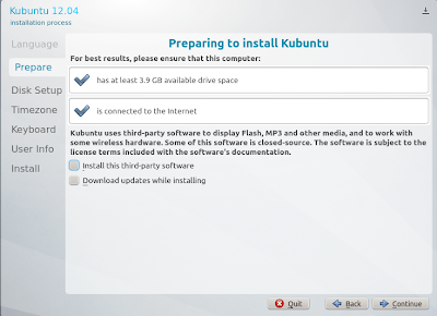 Preparing to install Kubuntu 12.04