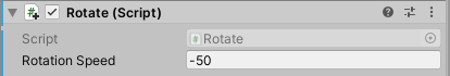 Setting the rotation speed to minus 50