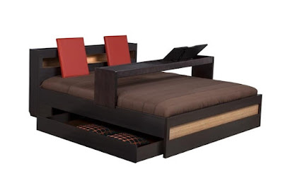 Bed kokeshi with under-bed drawer for modern bedroom furniture sets