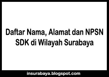 Daftar Nama, Alamat dan NPSN SD Kristen di Wilayah Surabaya