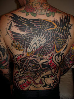 Eagle tattoo art design on full back body