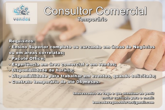 Analista Fiscal Sênior/Assistente Adm. Financeiro/Assistente Adm. Rh/Auxiliar de Produção/Consultor Comercial.