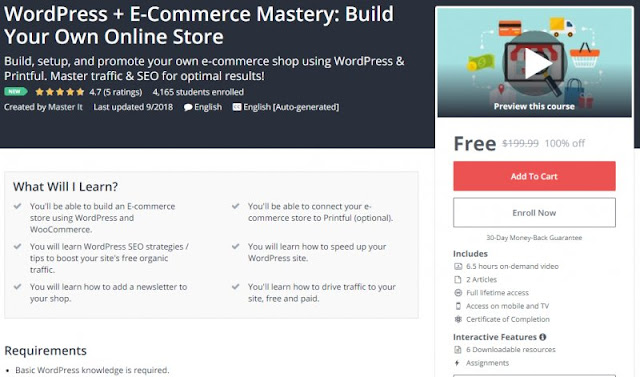 [100% Off] WordPress + E-Commerce Mastery: Build Your Own Online Store| Worth 199,99$ 