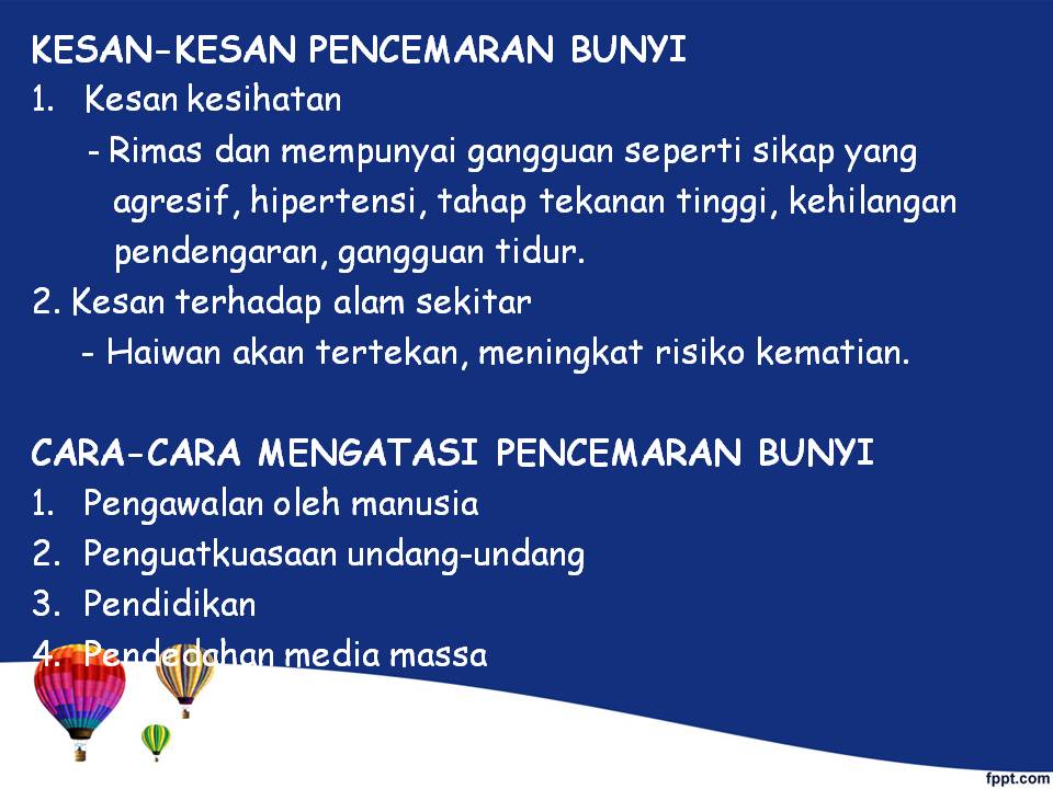 Pendidikan Alam Sekitar: Pencemaran bunyi