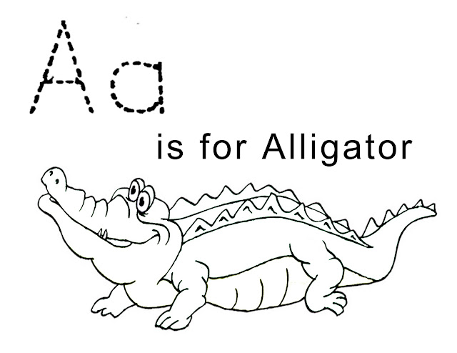 A for Alligator Coloring Pages Printable Pdf