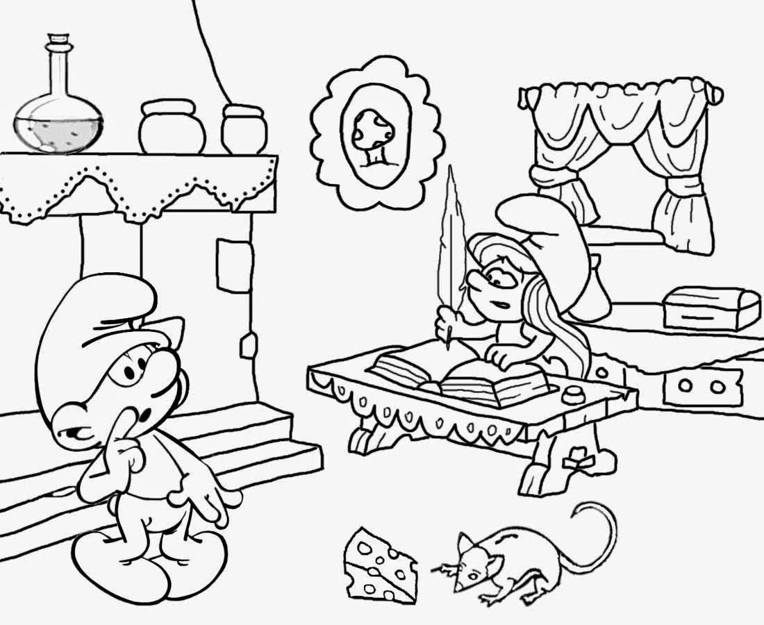 Clumsy cute Smurfette pretty cartoon smurf pictures to print cool coloring pages for teenage girls