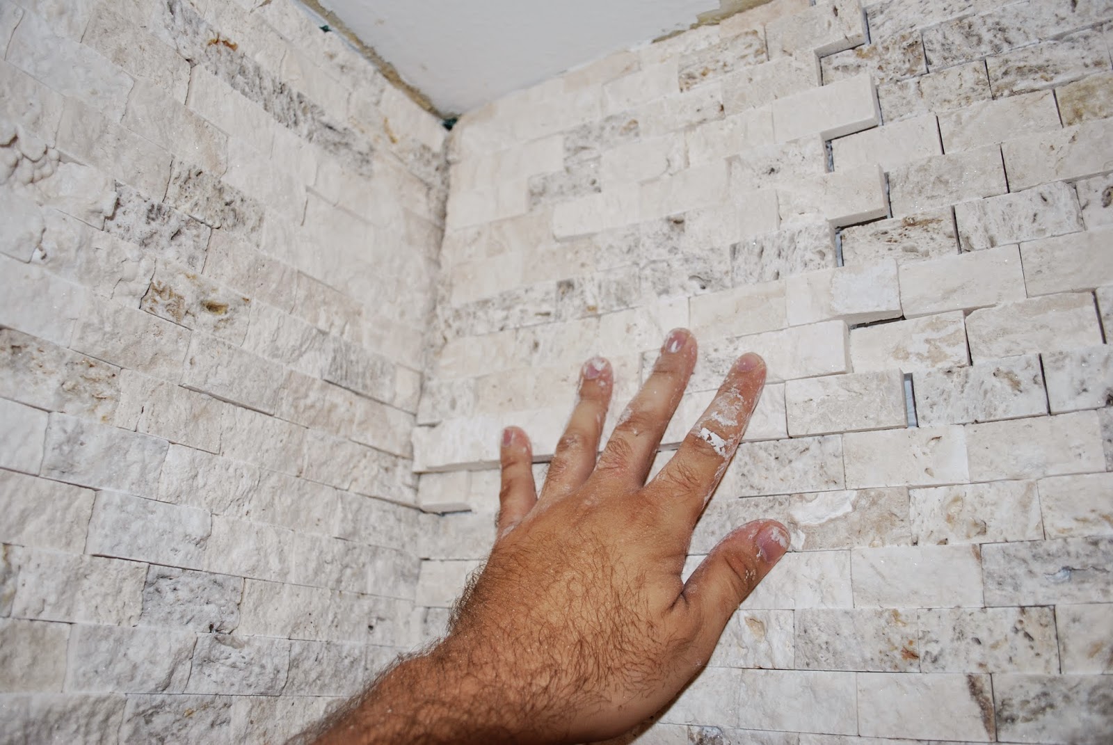 check stacked stone tile in shower