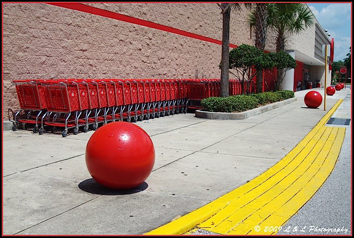 target store interior. with three Walmart stores,