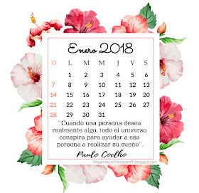Calendario Enero 2018 con frases motivadoras 