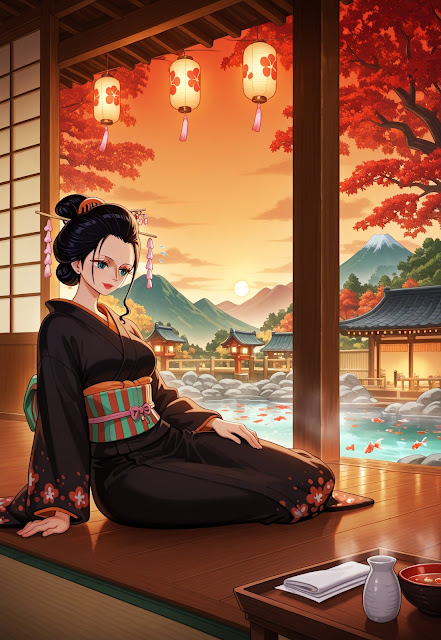 Nico Robin geisha ngắm cảnh mùa thua Nhật Bản 12