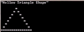 sample output Hollow triangle shape in c++ programing code
