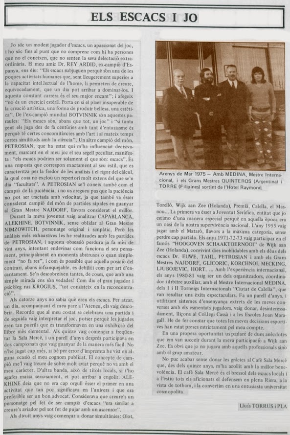 Sección de Ajedrez del Casal Parroquial, Vida Parroquial, nº 422/423 – Diciembre de 1983