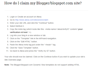cara verifikasi website atau blog di alexa untuk pengguna blogspot