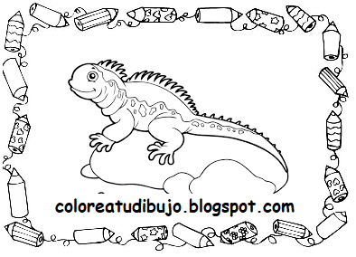 Iguana bebe para colorear