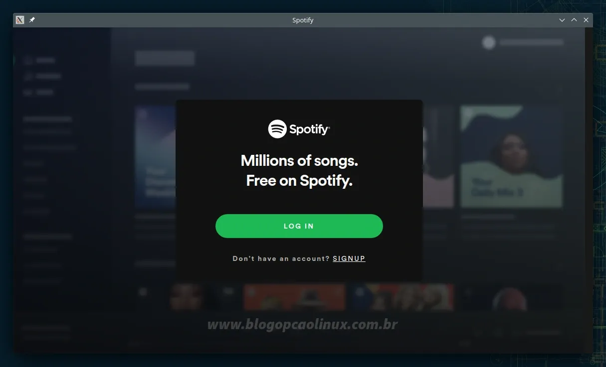 Spotify executando no openSUSE Tumbleweed