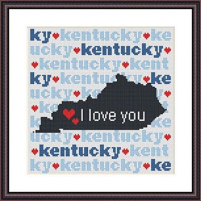 Kentucky state map cross stitch pattern - Tango Stitch