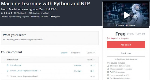 [100% Off] Machine Learning with Python and NLP| Worth 19,99$