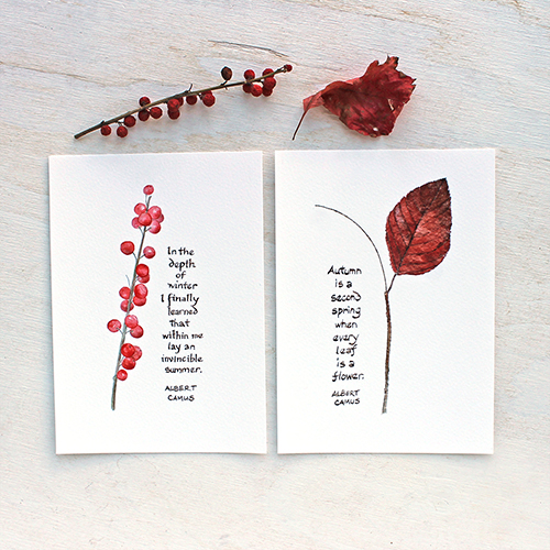  Winterberry and Autumn Leaf prints with Camus quotes