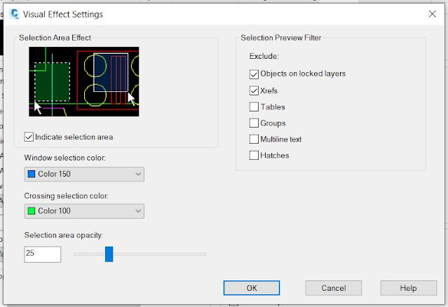 Janela Visual Effect Settings