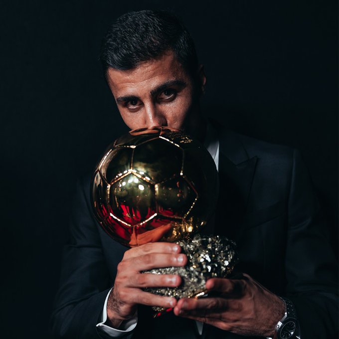 Rodri with the Ballon d'Or (Player Of The Year - Men)