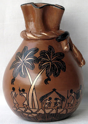 Flower vase painting, Antique Flower Vase, Vase, Handicraft Design, Clay Handicraft