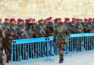 Palestinian soldiers at Manger Square Bethlehem West Bank