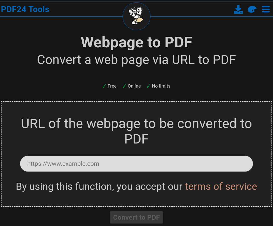Convert website to PDF: